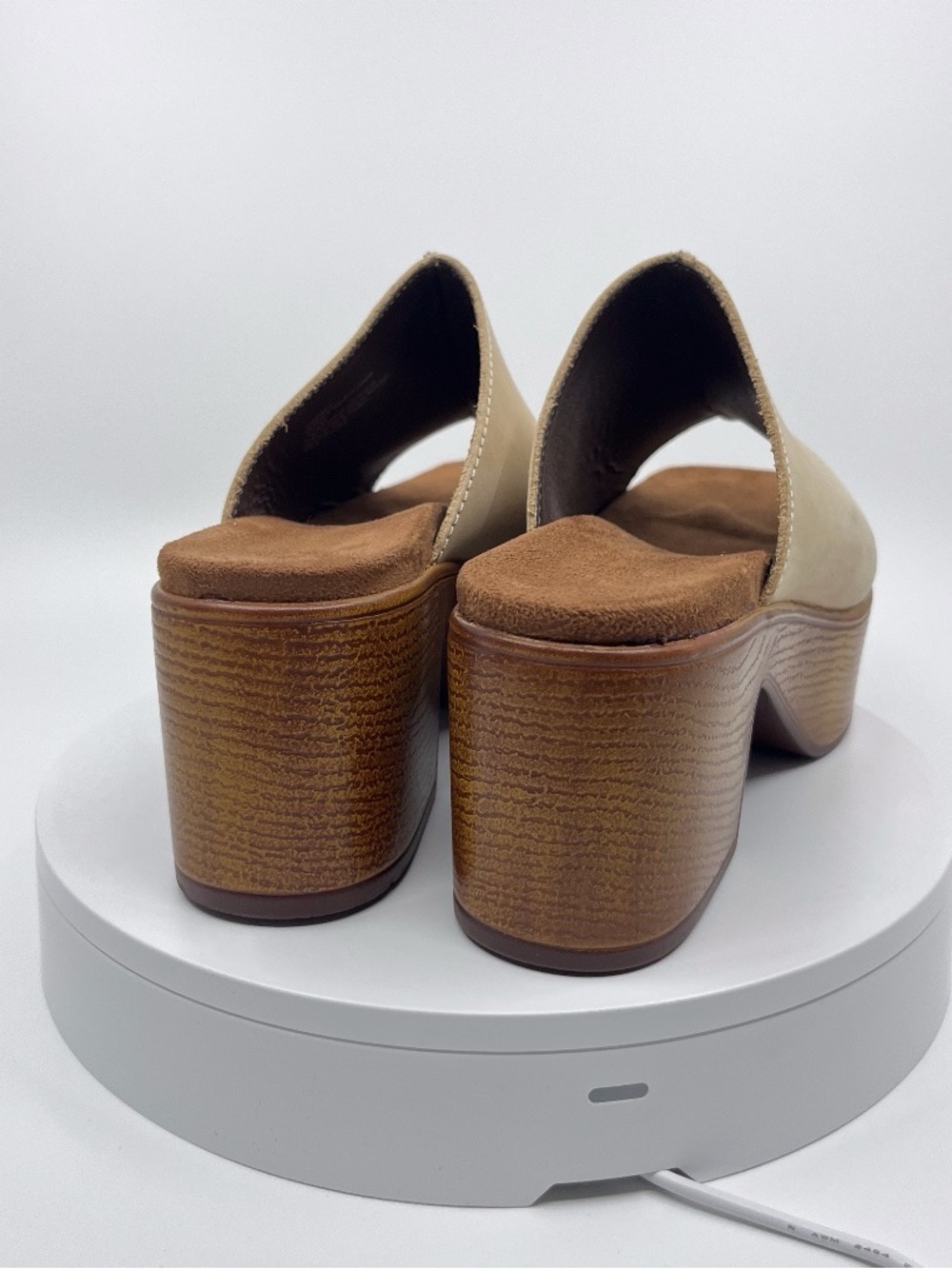 House of Harlow 1960 Beige and Brown Platform Slide Mules